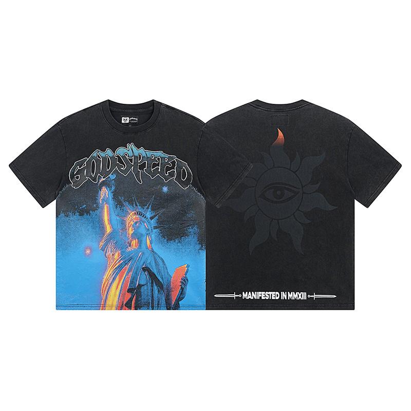 Vintage Washed Liberty Flame Graphic Hip Hop Tee S