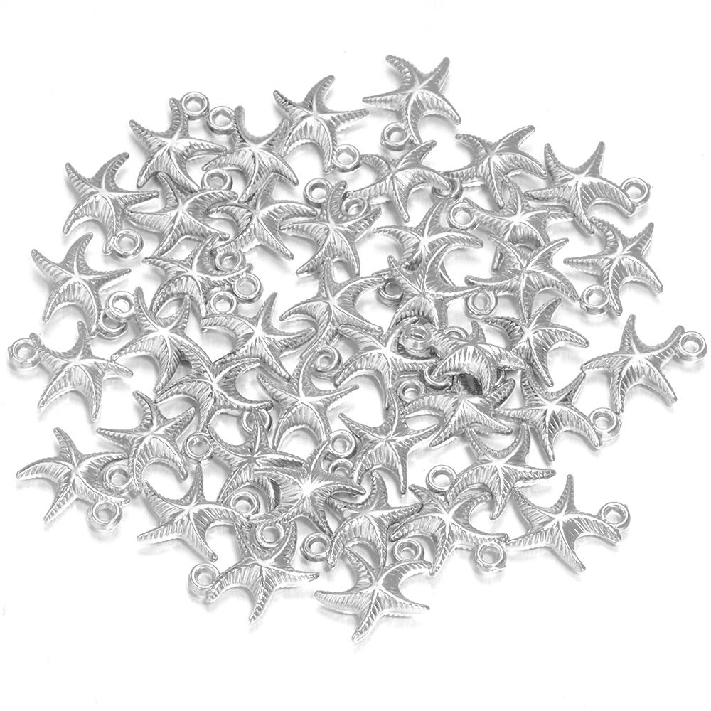 50Pcs/Lot CCB Starfish Shape Pendants Gold Color Charm Loose Spacer Beads for Jewelry Making DIY Bracelet Necklace Supplies