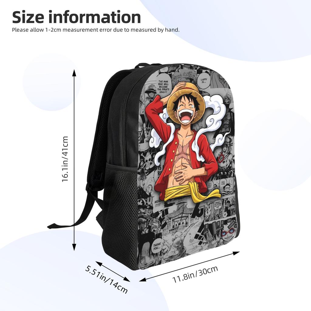 Luffy Black Sketch Anime Backpack Ones Pieces Outdoor Style Backpacks Male Designer Print School Bags Kawaii Rucksack