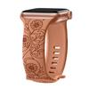 Floral Engraved Strap For Apple Watch Band 40mm 44mm 41mm 49mm 45mm 38mm 42mm Silicone Bracelet Iwatch Series 9 7 Se 6 8 Ultra 2