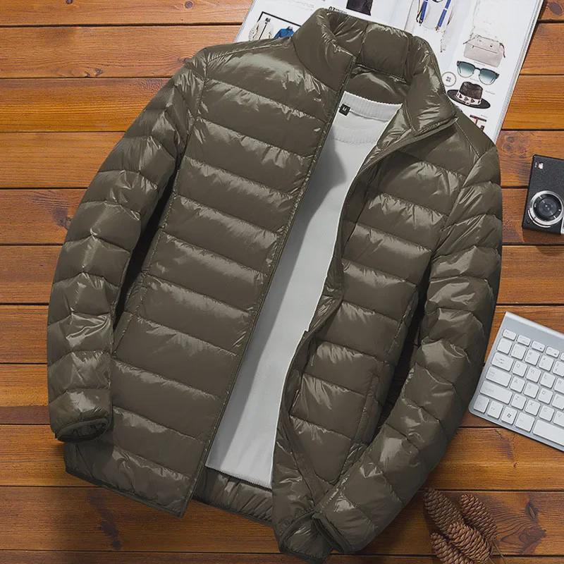 2023 Herren Slim Fit Leichte Winter Daunen-Baumwolljacke mit Stehkragen
