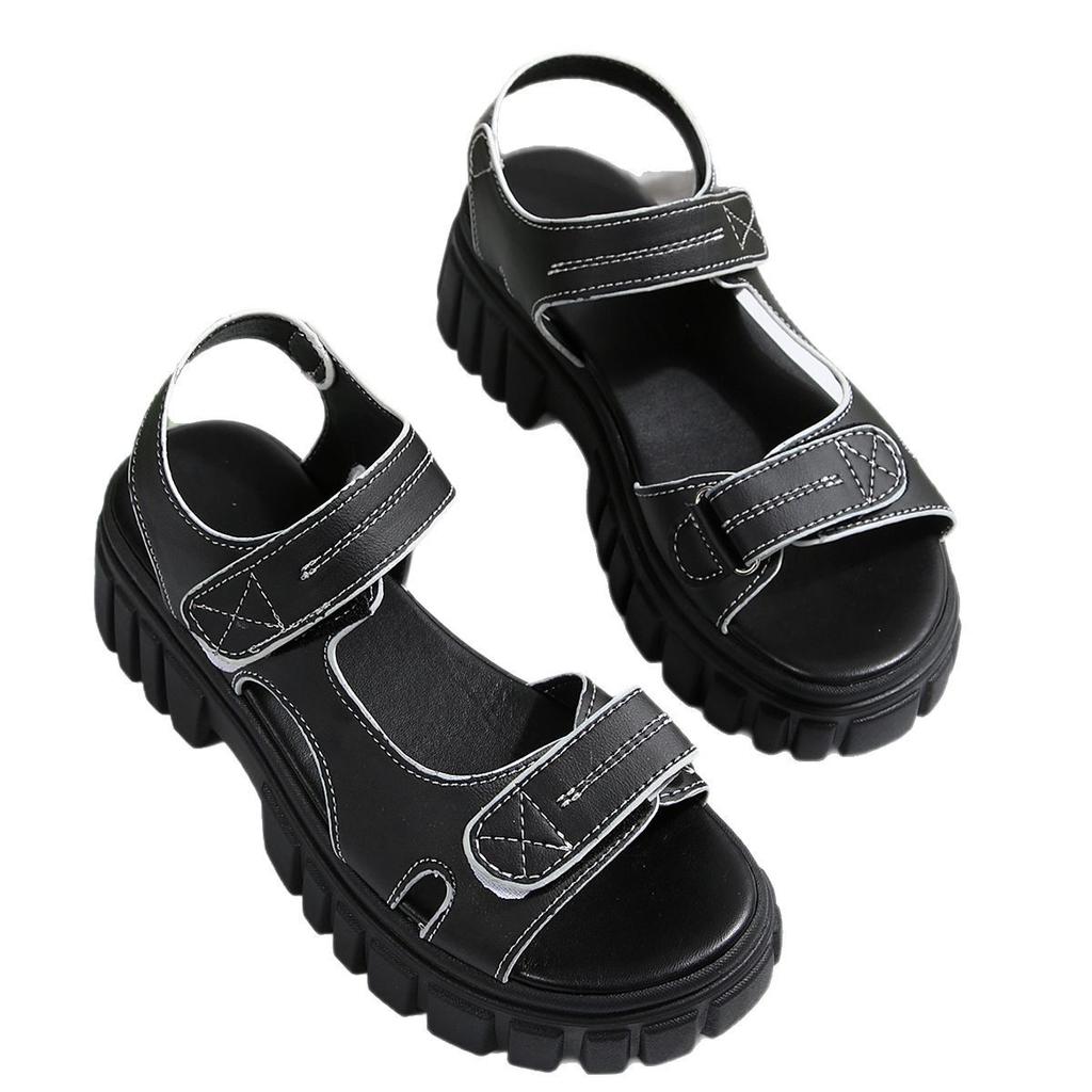 European and American Velcro Sandals 2025 Summer New Large Size Platform Sandals Foreign Trade Explosion Round Head Sandals Women