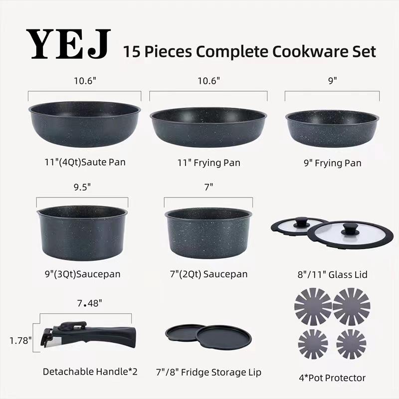 

High Quality Removable Frying Pan Non-Stick Pan Medical Stone Full Set Pot Household Kitchen Braising Frying Pan Soup Pot Set