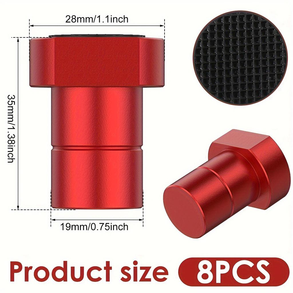 [8Pcs Aluminum Bench Dogs Stops] 8Pcs Aluminum Alloy Bench Dogs with Silicone Gaskets, 19mm Diameter Woodworking Bench Stops for Clamp Workbench
