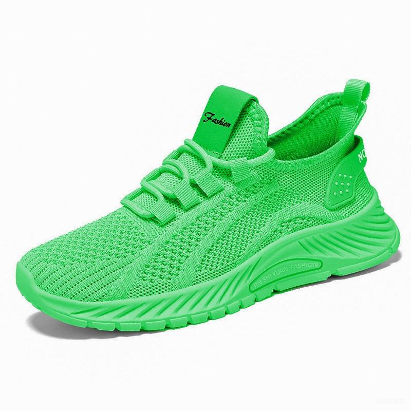 Shoes Women's New Sports Shoes Large Size Breathable Running Shoes Flying Woven Breathable Women's Shoes Shallow Mouth Lace-up Mesh Shoes