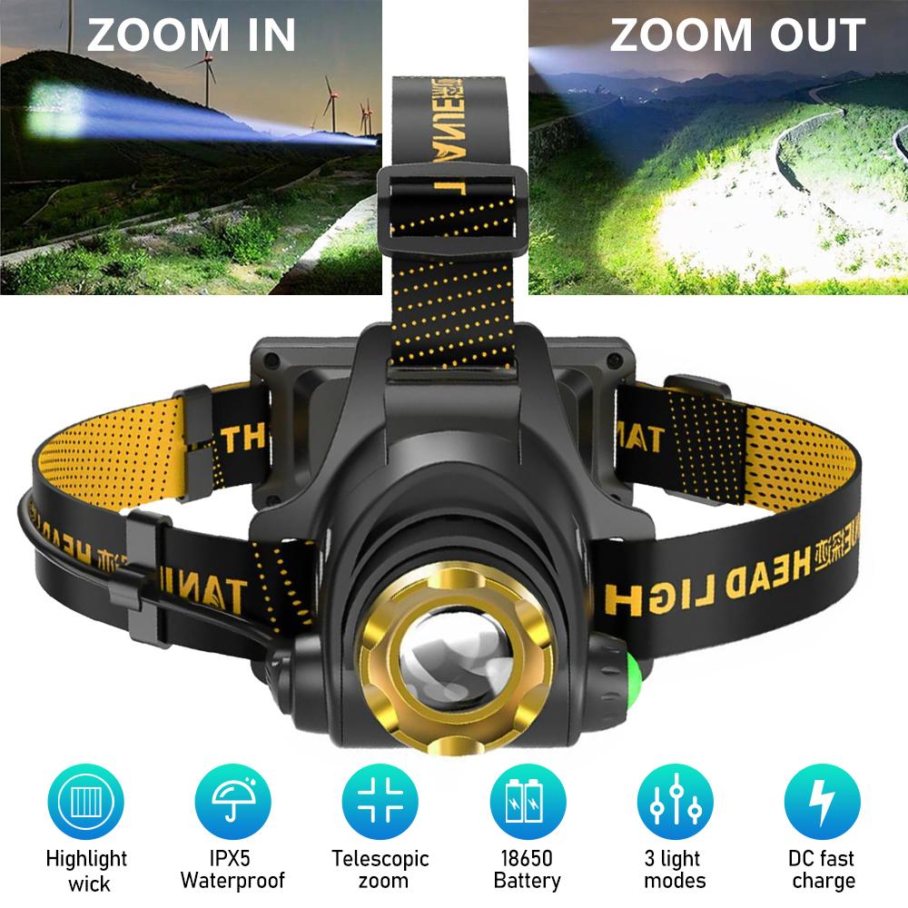 

LED Headlamp Portable USB Rechargeable with Built in 18650 Battery Headlight Camping Adventure Head Light Powerful Flashlight United States