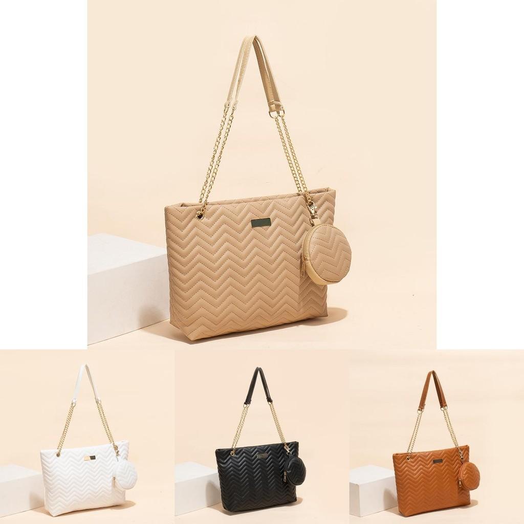 Stylish Big Bags Set For Women Featuring Embroidered Large Capacity Shoulder Bags In Elegant White Black Brown And Apricot Colors