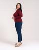 Women' Cotton Slim Fit Long Sleeve Blouse Moraj Wine Red