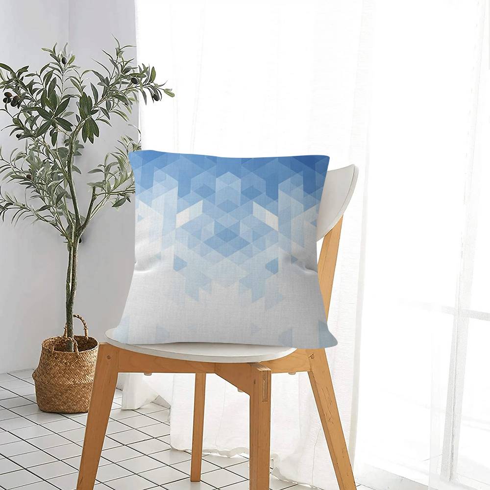 Beauty Blue Geometric Cushion Cover Inches Farmhouse Decor Home Throw Pillow Covers For Couch Decorations