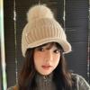 Hat Women's Autumn and Winter New Cycling Warm Ear Protection Knitted Hat Cold-proof Plush Thickened Wool Hat