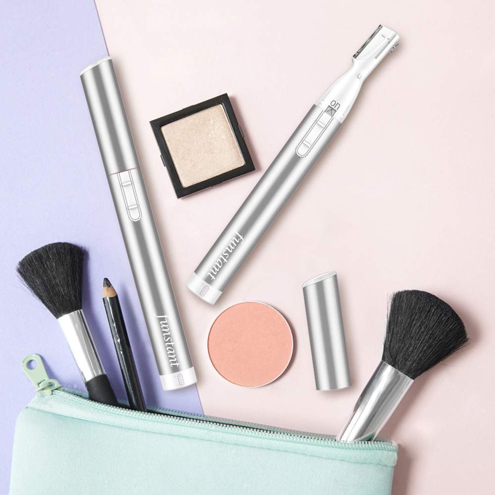 Funstant Eyebrow Eyebrow Facial Shaver for Electric Shaver for Facial Hair Adjustable Length with Eyebrow Replacement Battery Japanese Instruction