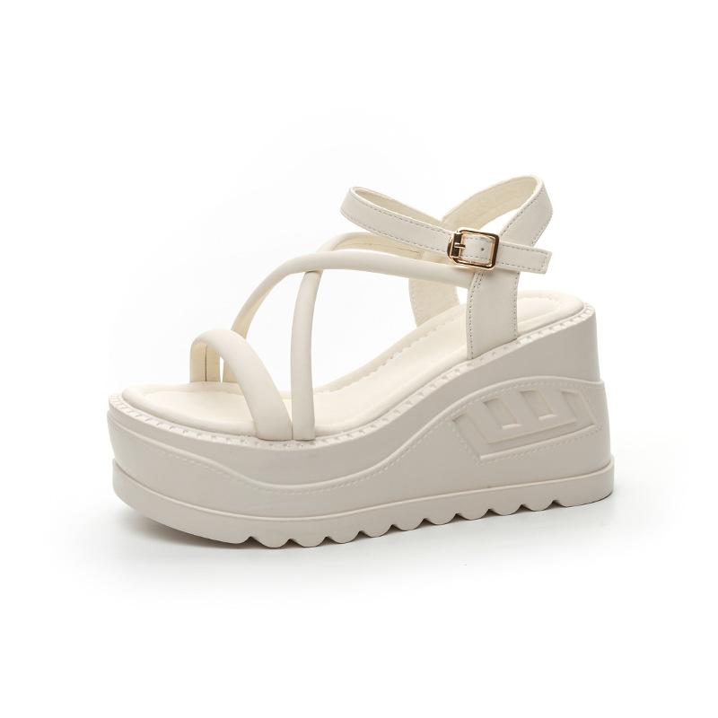 Platform Sandals Women's 2025 Summer New Fashion Versatile 10cm Height Increase Women's Shoes Wear Casual Muffin Cold Slippers
