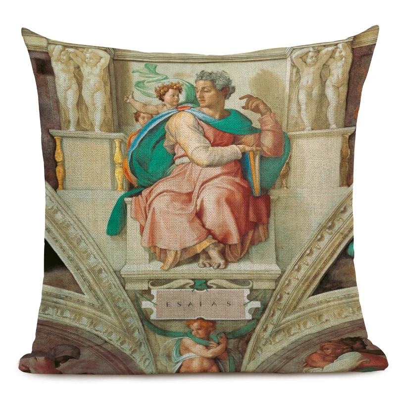 Michelangelo Print Pictură în Ulei Faimoasă Față de Pernă Decor Mural Italian Față de Pernă Husă Pernă Sofă