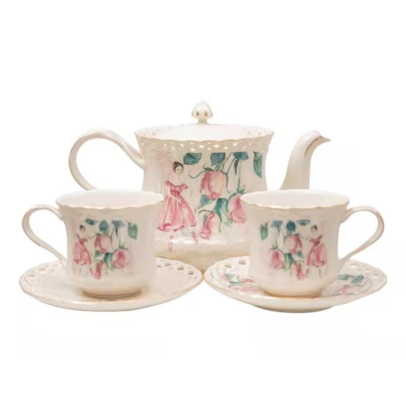 BRCeramic Black Tea Cups Saucer Retro Afternoon Tea Coffee Cup Teapot Saucer Sets Couple Mug Set Home Creative Drinkware Mug GiftEY