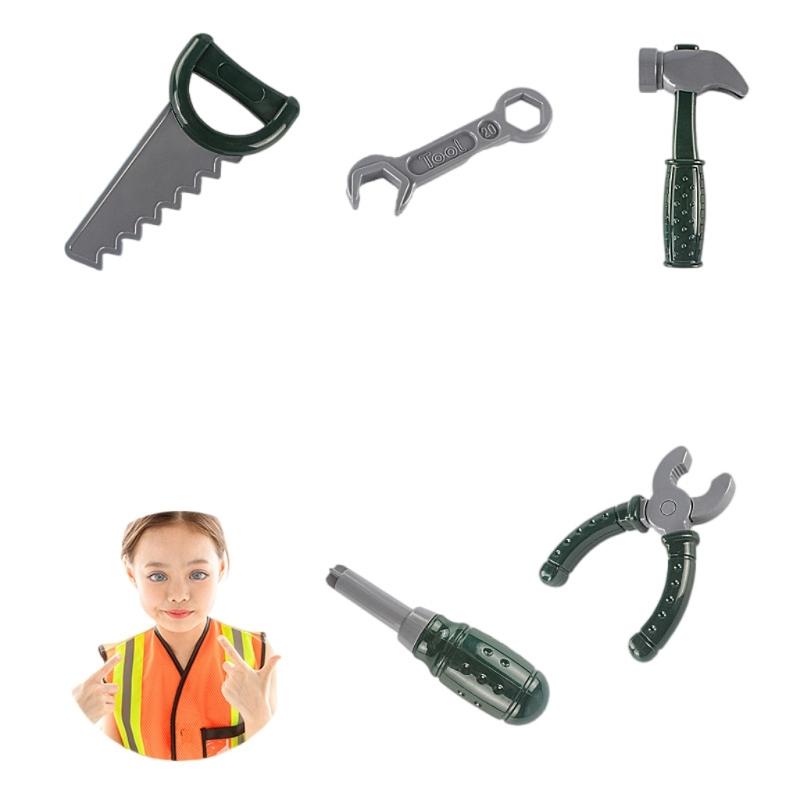 Professional Grade Costume For Children Role Play Construction Outfit With Removable Tools Interactive Learning Toy + Years Fabric ABS