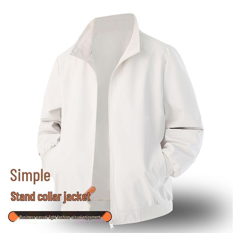 Men's Solid Color Baseball Jacket: Casual, Versatile & Trendy with Stand Collar