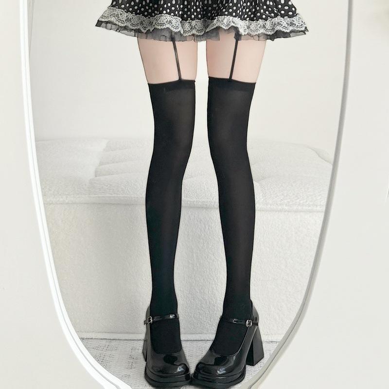 Cross Velvet Abi Suspenders Jk Pure Lace Tube Socks Anti-Hook Silk Thin High Elastic Knee Socks