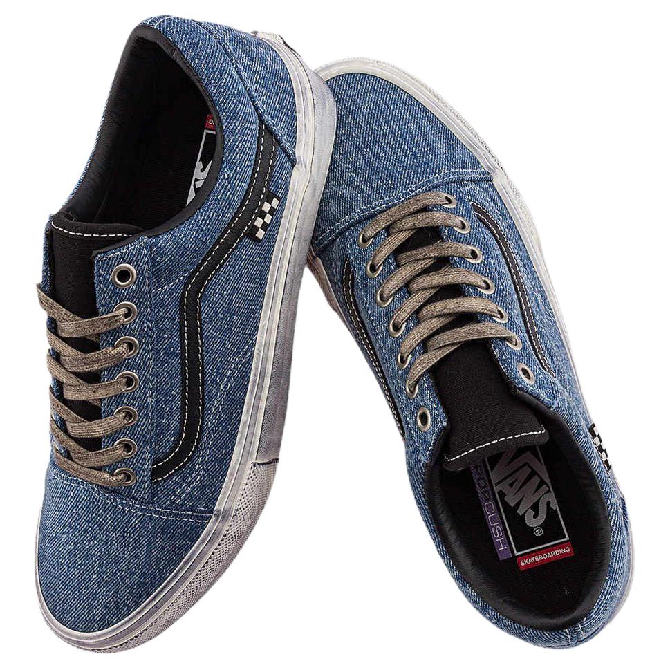 Vans Skate Old Skool Skateboarding Unisex Denim Blue Distressed Suede Canvas PopCush Duracap VN0A2Z32Y40