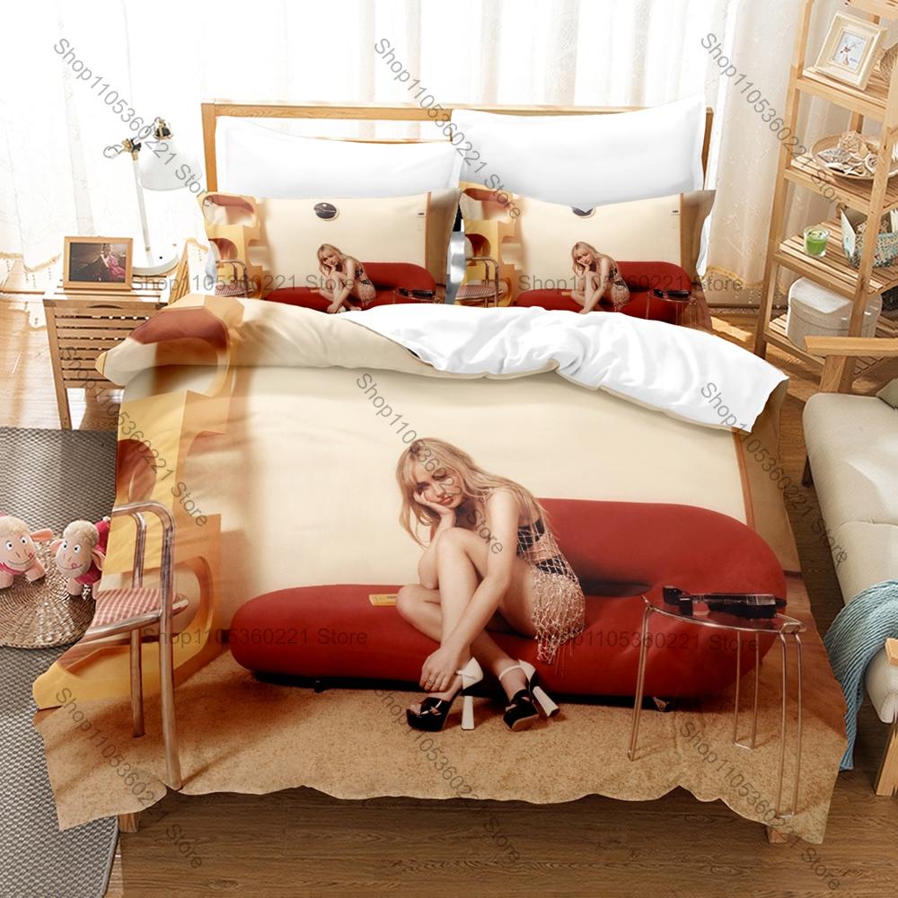Personality Sabrina Carpenter New Bedding Set Music Star Print Duvet Cover Pillowcase Bedroom Home Decor For Fans Music Artist T