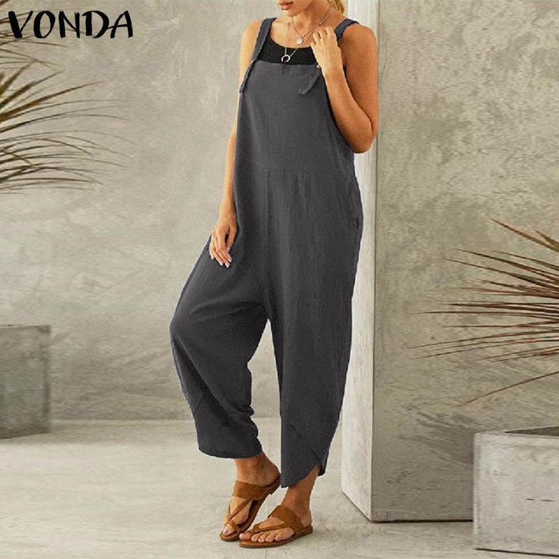 2022 Women's Fashion Solid Color Casual Cropped Overalls - European and American Style