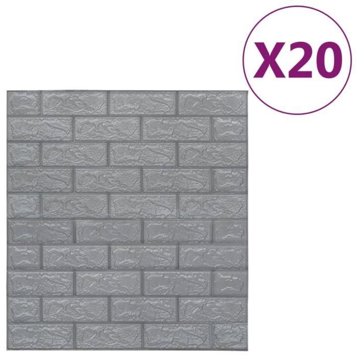 VidaXL Papier peint 3D autoadhésif Briques 20 pcs Anthracite
