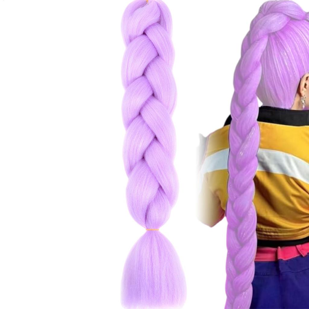 Purple Braiding Hair Extensions Pre Stretched Soft Synthetic Jumbo Braids DIY Ponytail for Party Special Events Festival Costume