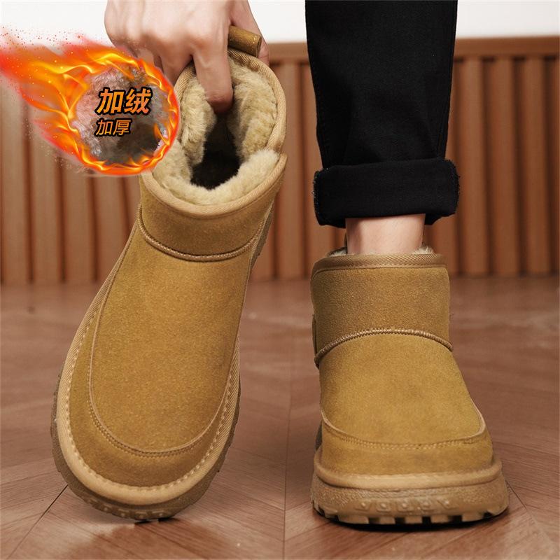 Snow boots winter velvet thickened fur integrated warm cotton shoes non-slip platform bread shoes lazy shoes