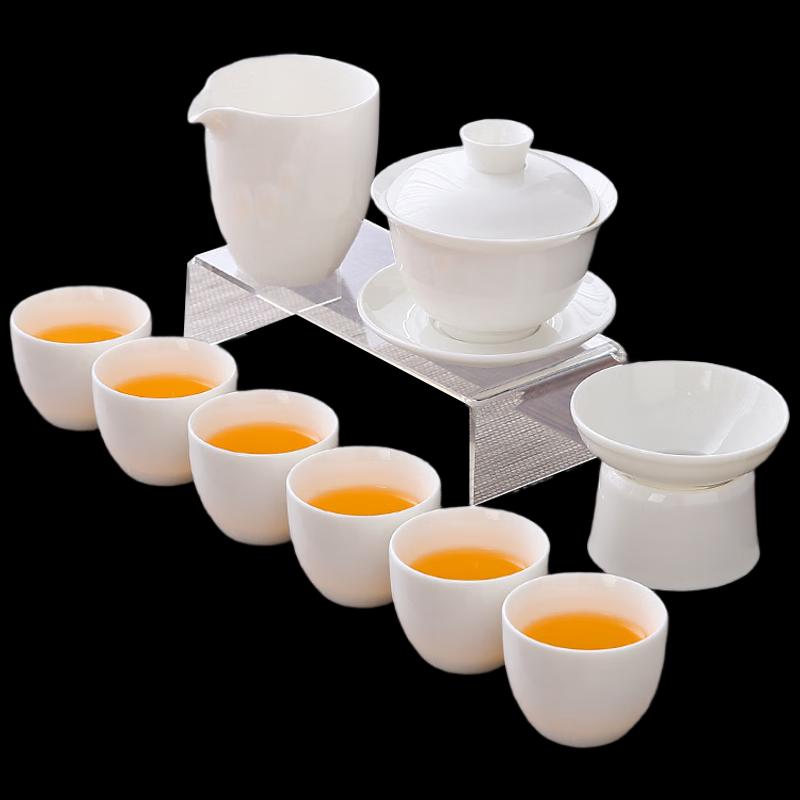 Woding Ceramic Mutton Fat Jade White Porcelain Kung Fu Tea Set