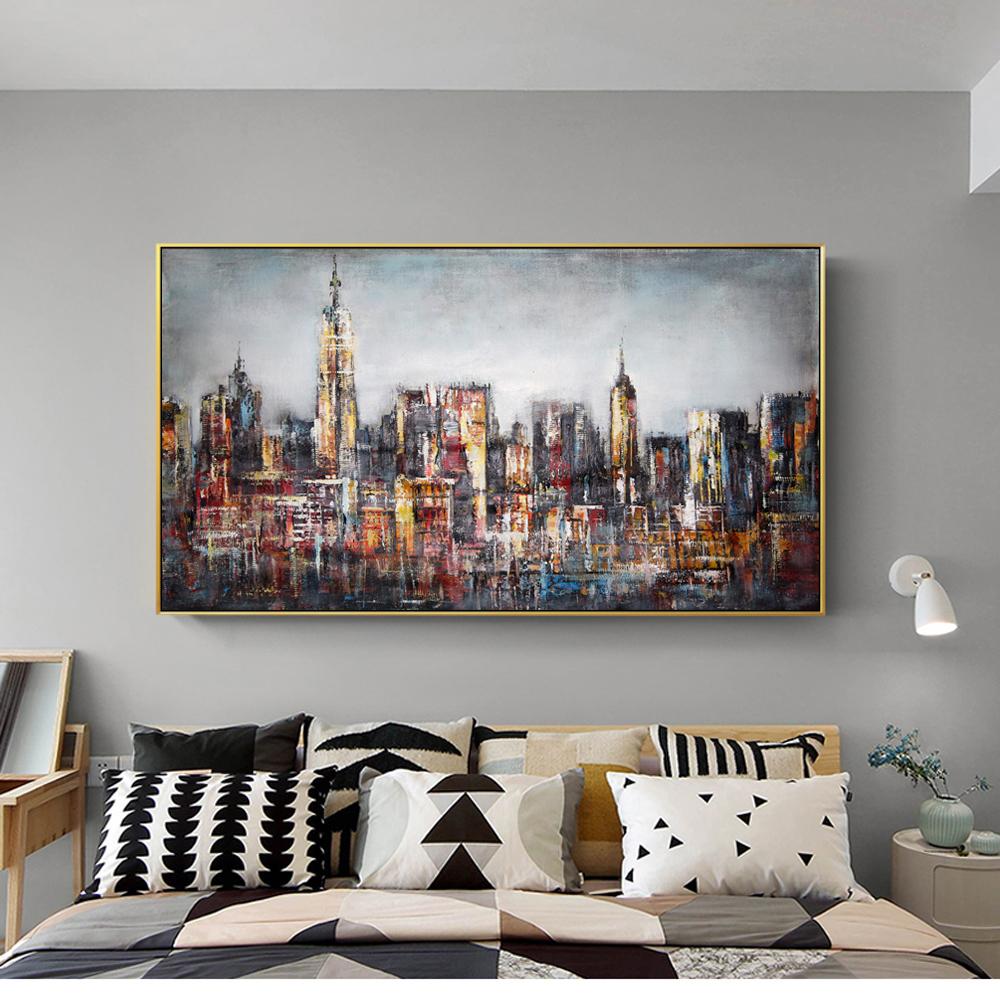 Abstract City Landscape Cavans Painting Modern Posters and Prints Wall Graffiti Art Picture for Living Room Home Decor Cuadros