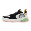 Li Ning Qi Yuan Fabric Synthetic Leather Non-Slip Shock Absorbing Low-Top Skate Shoes Women Sneakers Black White AGCR232-2