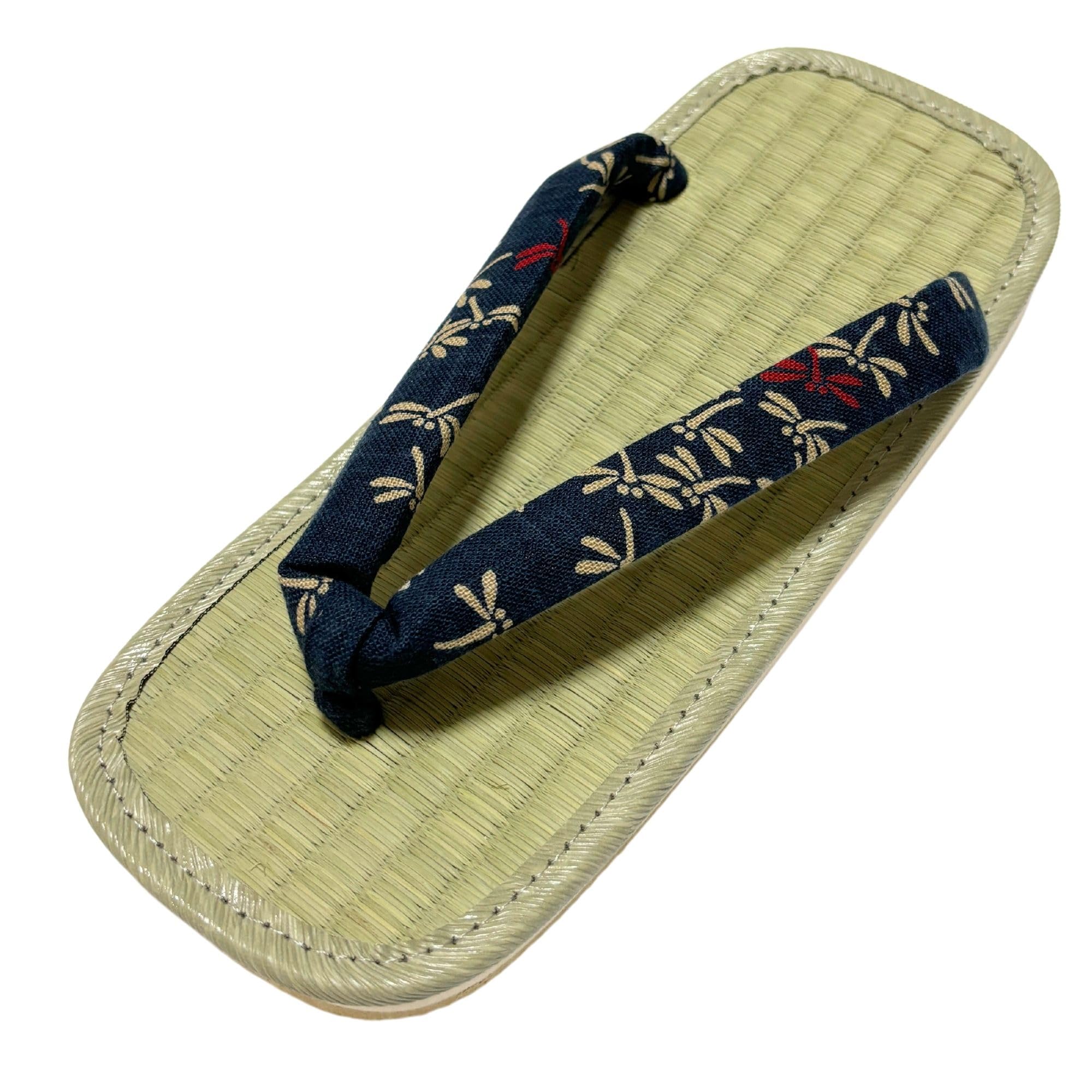 

Edoten Geta Sandals, Igusa Grass with Sponge Soles, Cushioned and Gentle on the Legs and Back, Dyed Dragonfly Pattern, LL