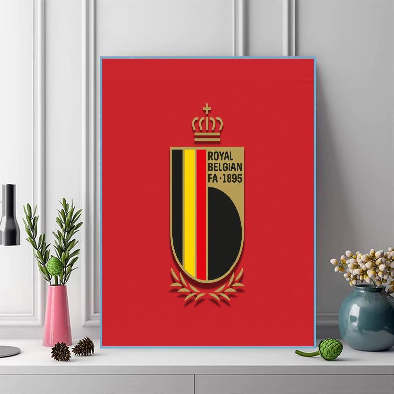 Belgium national football Pattern 3pcs 100% Round Full Drill 5D DIY Diamond Painting Embroidery Cross Stitch Rhinestone Décor