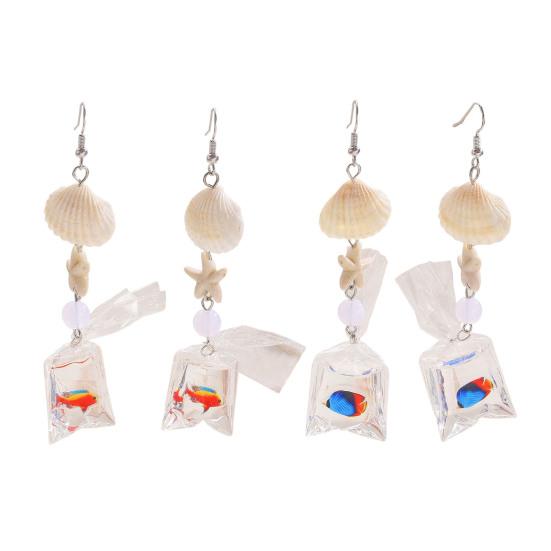 1 Pair Tropical Fish Bag Dangle Earrings Ocean Beach Starfish Shell Hook Earrings Hypoallergenic Women Drop Earrings Fashion Jewelry