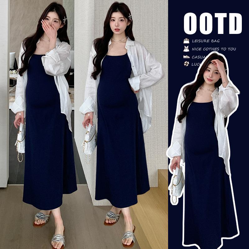 

Korean Style Maternity Camisole Dress & Sun Protection Cardigan Two-Piece Set M