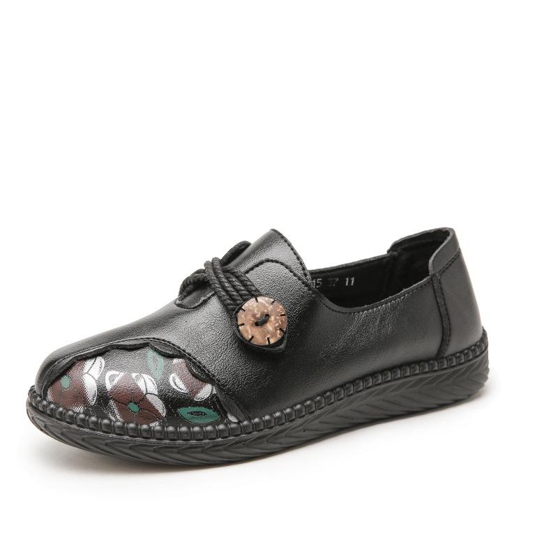 slip resistant shoes for women 2024 new spring ballet flats ladies vintage loafer shoes with string button retro mother flats