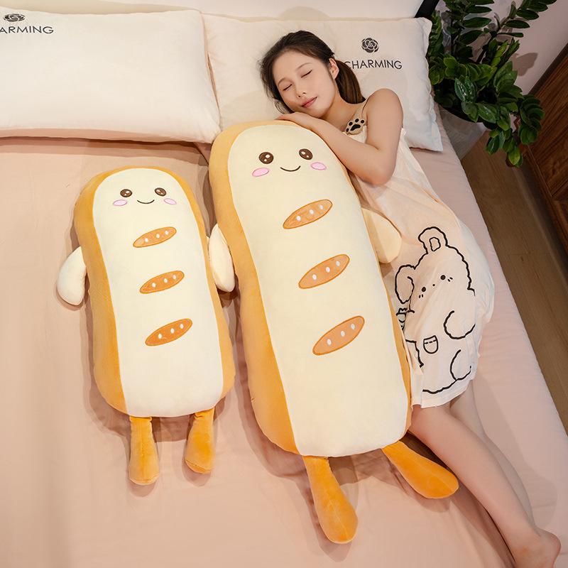 Creative Soft Toast Bread Throw Pillow Plush Toy Bread Doll Girl Sleeping Leg Long Pillow Rag Doll