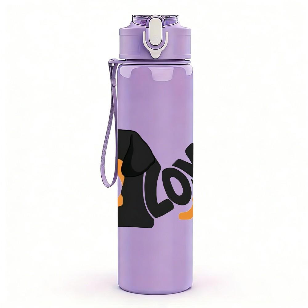 1PC Dachshund Dog Love Art 750ml Color Plastic Sports Water Bottle Leakproof Flip Straw Lid Suitable for Sports Office Home Use
