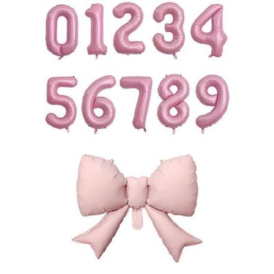 Plastic Number Balloon With Elegant Bowknot Embellishment For Wedding Birthday Indoor and Outdoor Party Decoration