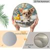 2D Flat, 1pc Round Aluminum Cute Chihuahua Bathing Metal Sign, Funny Dog with Rubber Duck & Bubbles Vintage Wall Plaque, Perfect for Bathroom, Pet