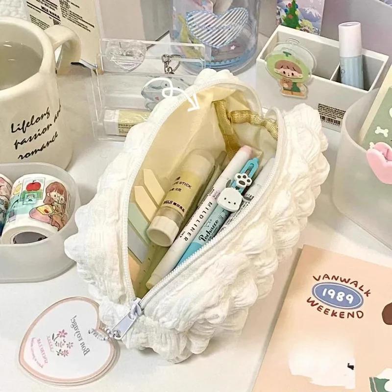 High-Color Value Cream Puff Pencil Case - Cloud-Soft, Large-Capacity & Durable, Perfect Stationery Bag Gift