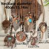 7ks Boho Dlouhý Náhrdelník Set Hnědý Přívěsek Náhrdelníky Řetízek na Svetr Tyrkysový Design s Mušlí Kmenové Šperky Party Dekorace Zvedáky