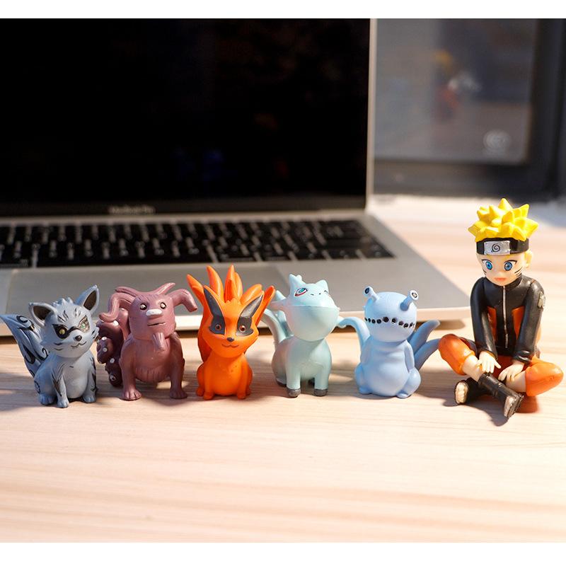 11Pcs/Set Q Version Naruto Anime Figure Childhood Tailed Beast Hisao PVC Action Figures Model Playthings for Children Presents