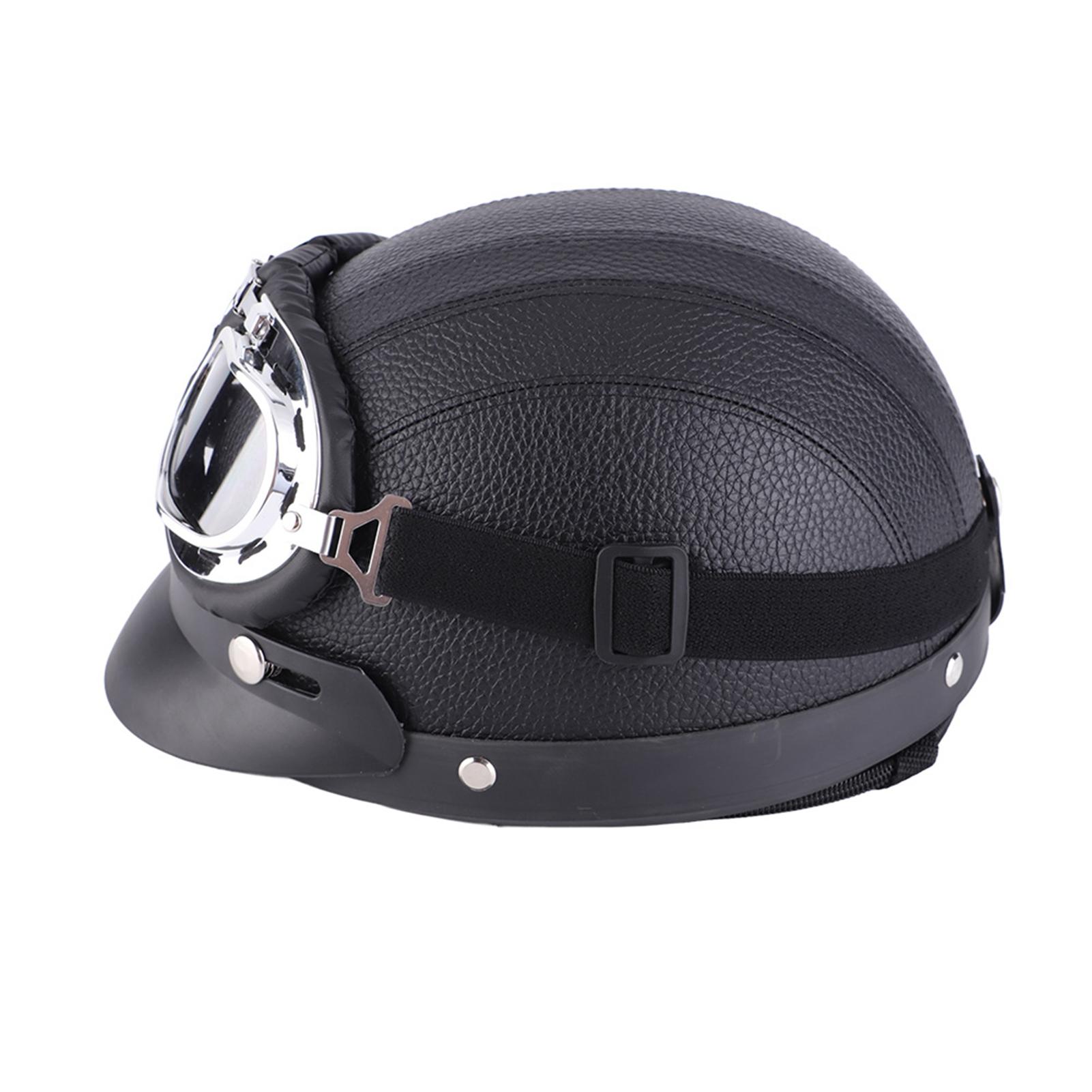 

Универсальный мотоциклетный скутерный полушлем из синтетической кожи с открытым лицом и козырьком, УФ-очки, белый цвет чёрный