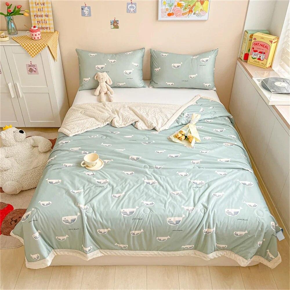 Cotton Summer Quilt Home Sofa Thin Air Conditioning Throw Blanket Soft Office Nap Blanket Bedroom Nap Home Decoration Bed Cover