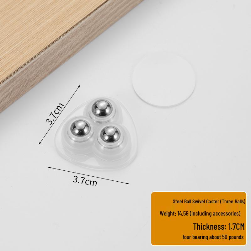 Punch-Free Adhesive Caster Wheels - Silent, Wear-Resistant, Ball Bearing, Thickened Base for Household Mobility.