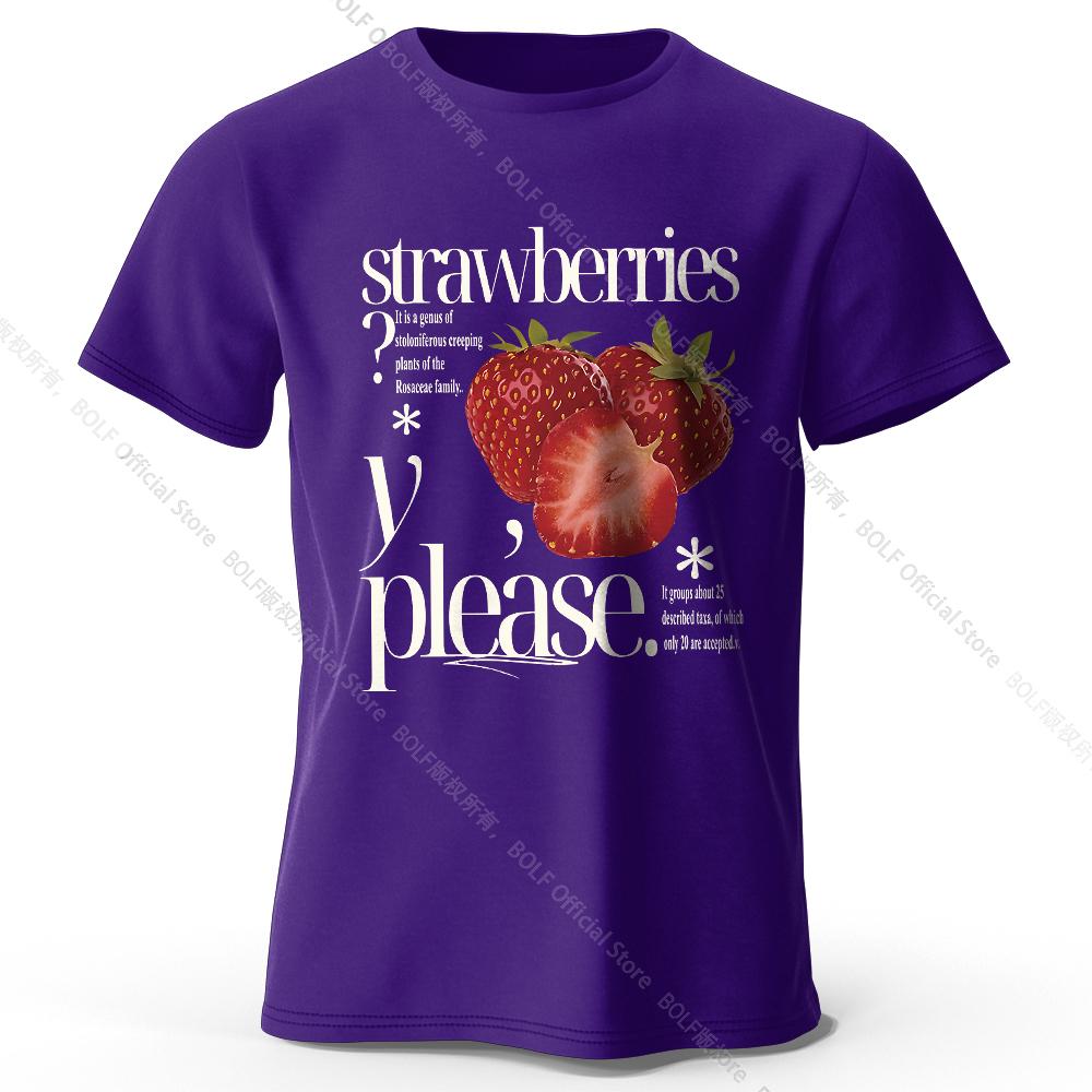 Modernes Erdbeer-Grafik-T-Shirt 100% Baumwolle - Elegantes zeitgenössisches Design Atmungsaktives Alltags-Essential