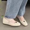 Retro Camellia Inner Height Increase Square Head Mary Jane Single Shoes One-word Buckle Belt Thick Heel with Skirt Small Leather Shoes Women