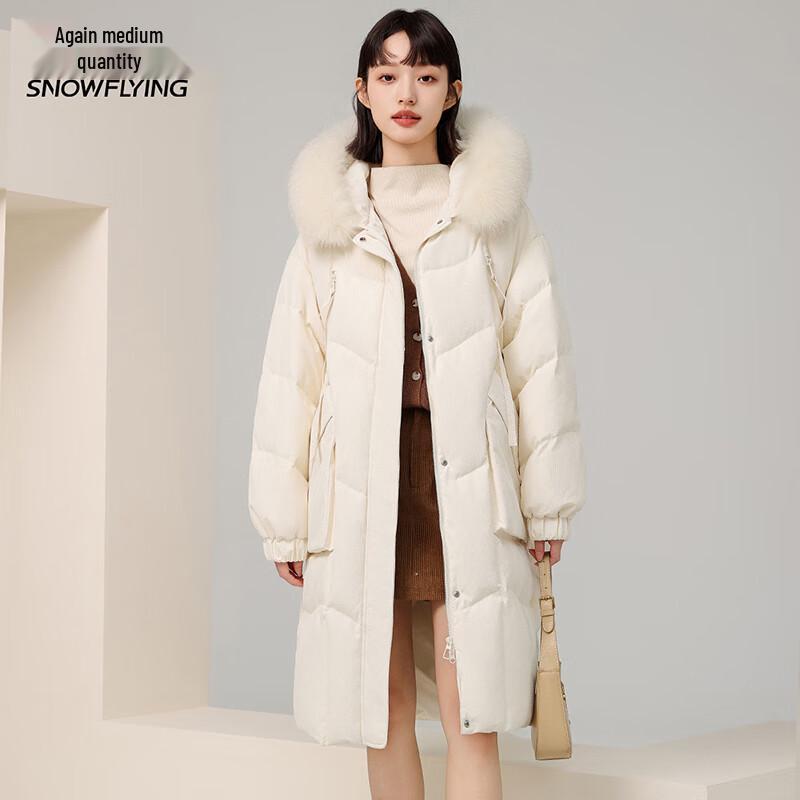 Women's Long Hooded Down Jacket with Fox Fur Collar