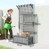Raised Bed with Drainage Holes, Wood Planter with Trellis for Climbing Plants To Grow Vegetables, Flowers, Dark Grey