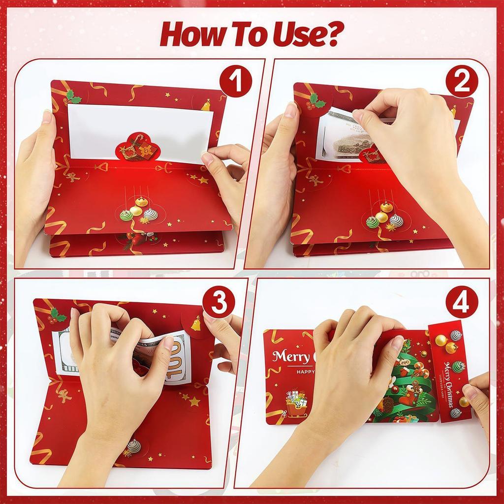 Merry Christmas Money Box Festive 10 Slots Folding Holder Christmas Gift Card Holder For Festival Valentines Birthday